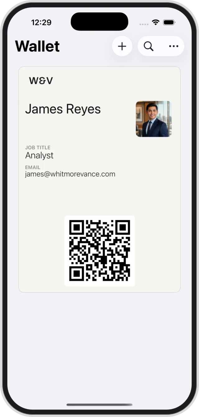 Digital business card in Apple Wallet